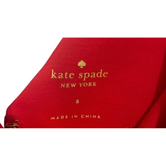 Kate Spade Red Sleeveless Fit & Flare Dress With Deep V-Neckline Sz 8 Elegance C - Picture 3 of 6